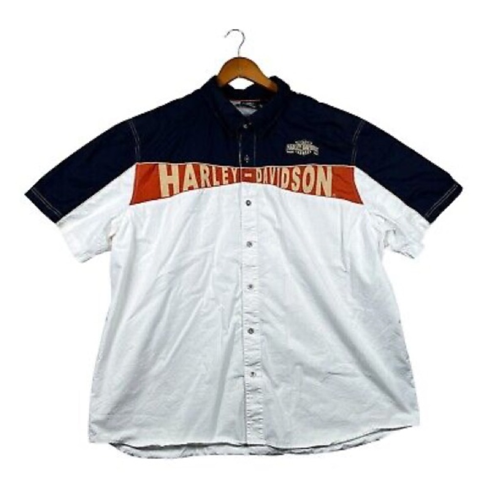 Harley Davidson Short Sleeve Button Down Embroidered Men’s Shirt•  Size Large